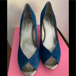 Blue suede heels